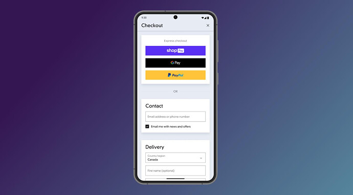 Shopify结账界面。