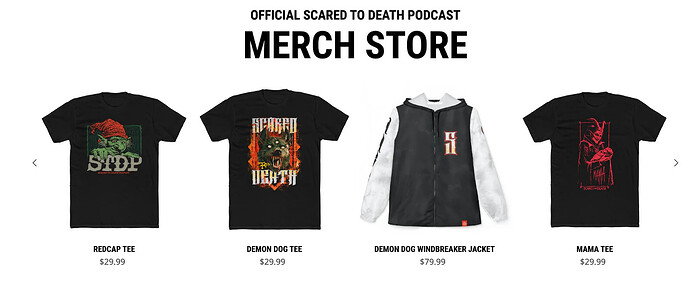 《Scared to Death》播客周边产品T恤截图。
