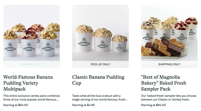 Magnolia Bakery著名香蕉布丁的三张产品照片，装在白色罐子里。
